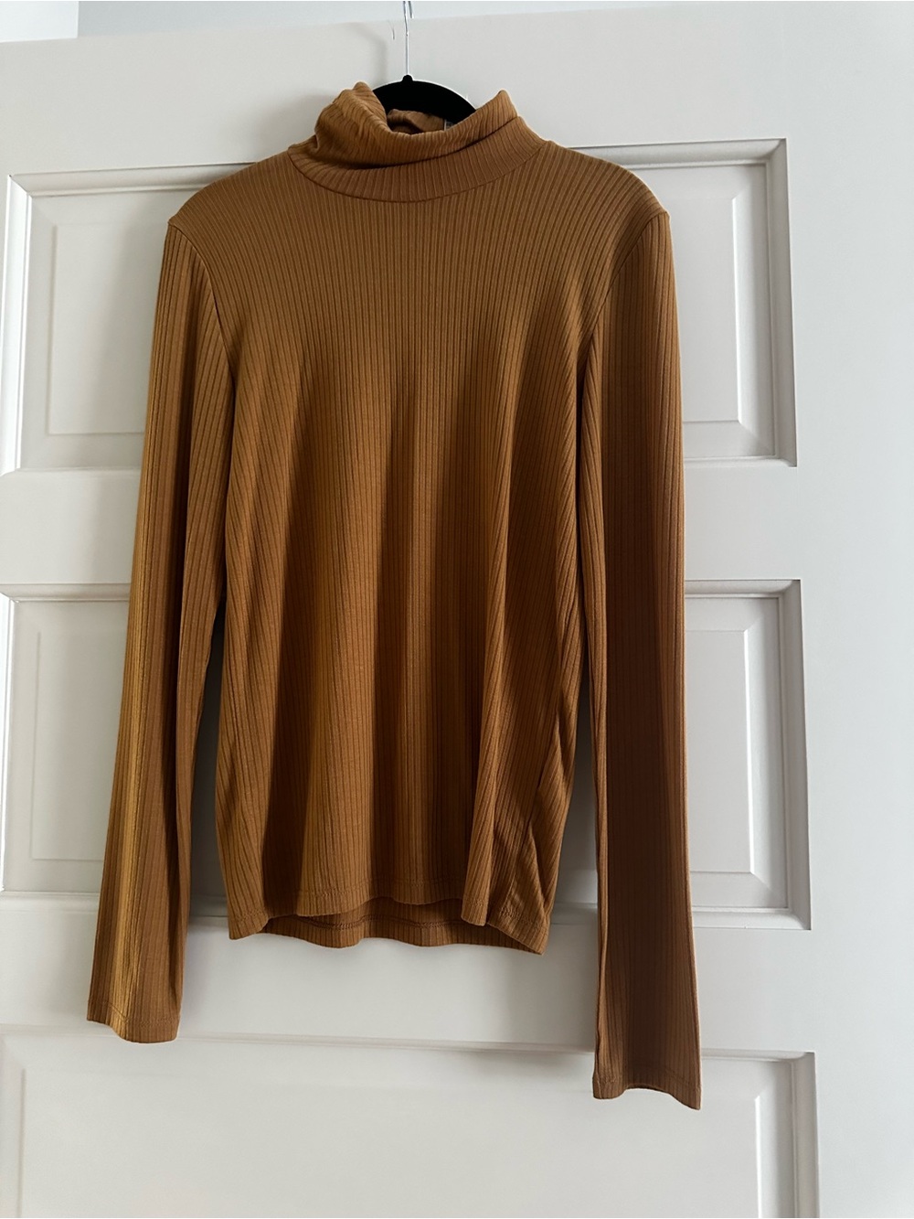 Madewell Ribbed Turtleneck Top in Toffee Brown